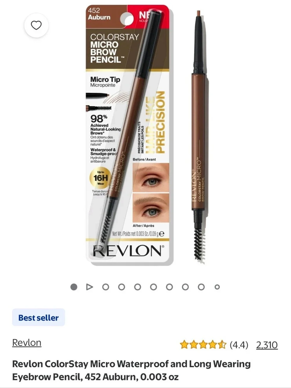 New Revlon ColorStay Micro Brow Pencil + Spoolie — Auburn
